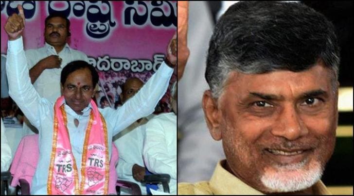 KCR (left), the chief minister of Telangana and N Chandrababu Naidu, the chief minister of Andhra Pradesh