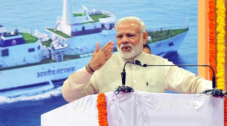 Mopa: Prime Minister Narendra Modi addressing the gathering during foundation stone laying ceremony of Greenfield Airport in Mopa, Goa on Sunday. PTI Photo(PTI11_13_2016_000021B)