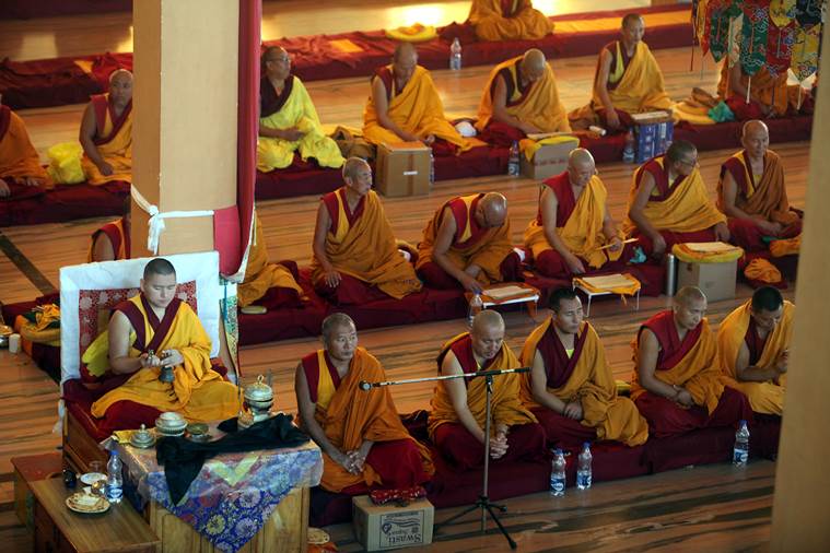 A study and debate session at one of the monasteries in Camp 2. (Source: Express photo by Arul Horizon)