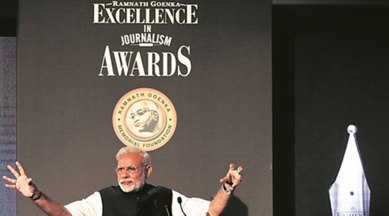 narendra modi, ramnath goenka awards, journalism awards, modi on media, modi on journalism, modi speech at RNG awards, modi at RNG awards