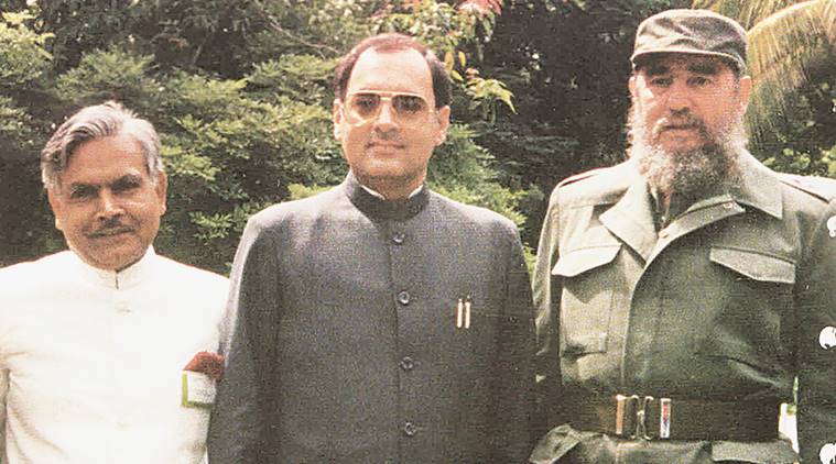Natwar Singh with Fidel Castro and former PM Rajiv Gandhi.