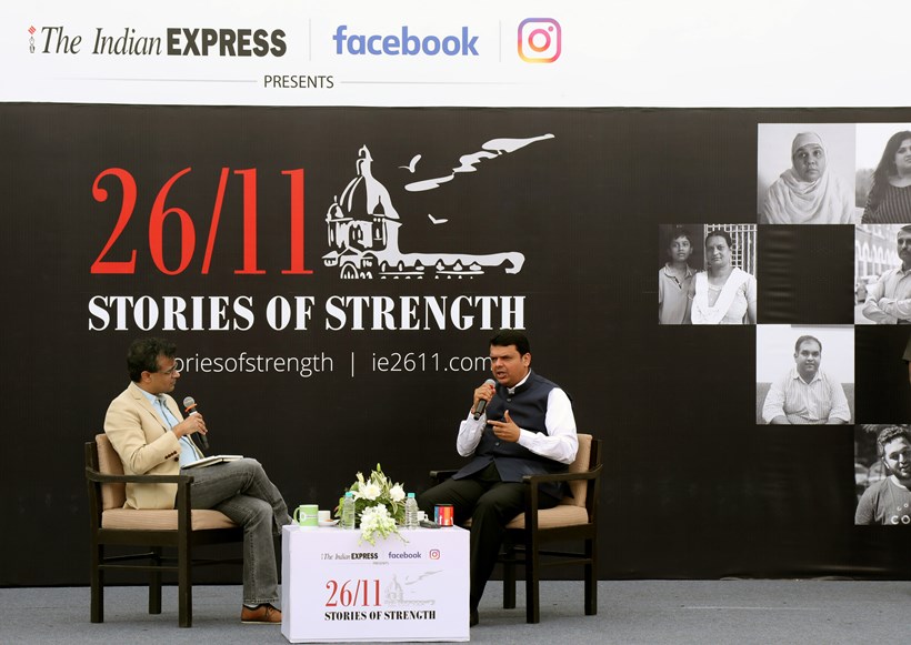 Devendra fadnavis, 26/11 exhibition, stories of strength exhibition, anant goenka, mumbai attack photos, images, pictures, mumbai terror attack, mumbai terror attack victims, news, latest news, India news, national news