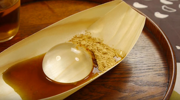 The Raindrop Cake, known as Mizu Shingen Mochi, has its origins in Japan, and is usually served with soybean powder and a sugary syrup. (Source: Hey! It’s Mosogourmet/Youtube)