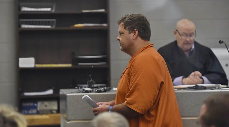 Todd Kohlhepp leaves the courtroom of Judge Jimmy Henson after a bond hearing at the Spartanburg Detention Facility, in Spartanburg, S.C. Sunday, Nov. 6, 2016. The judge denied bond for Kohlhepp, charged with a 2003 quadruple slaying and more recently holding a woman captive on his property.  (AP Photo/Richard Shiro)