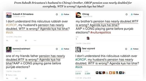 All these tweets over #OROP had the almost exact text! ‘Agenda kya hai bhai?’