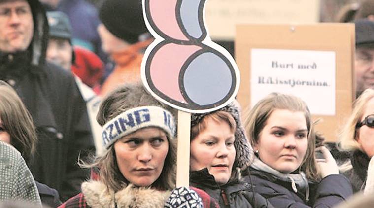 On October 24, thousands of Icelandic women left work at 2.38 pm to protest disparity in pay. Reuters
