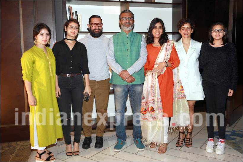 dangal, Fatima Shaikh, Sanya Malhotra, dangal special screening, Aamir Khan, Sakshi Tanwar, dangal cast