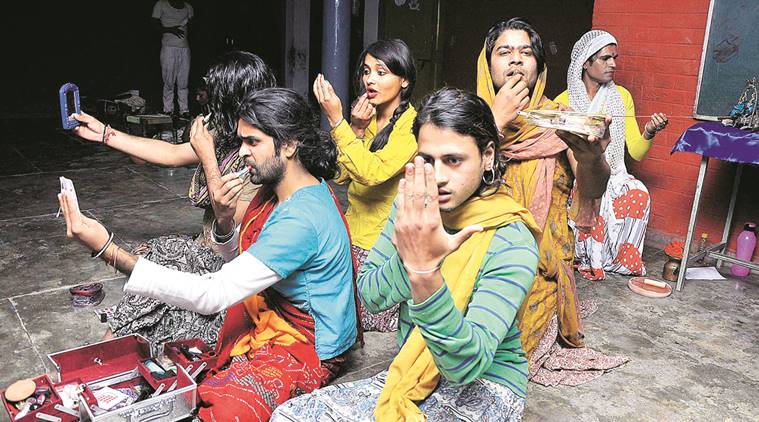 Artistes of Alankar Theatre group during the rehearsal of their play “Thiru Nangai” at Government Primary School in Sector 16, Chandigarh, on Friday. Sahil Walia