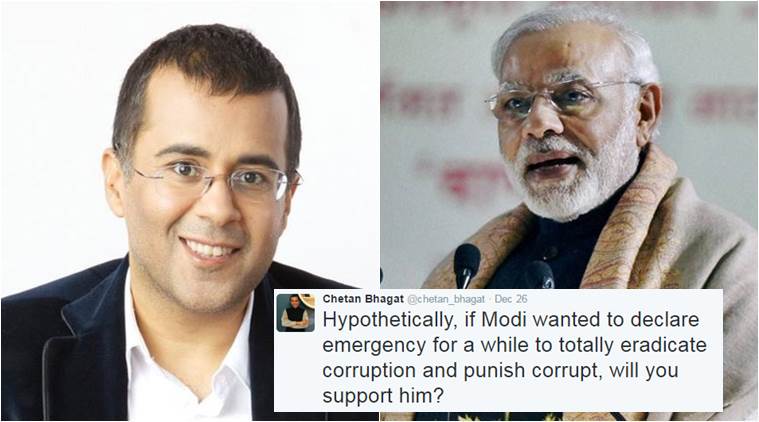 Chetan Bhagat asked people if they'd support Narendra Modi if he'll declare emergency
