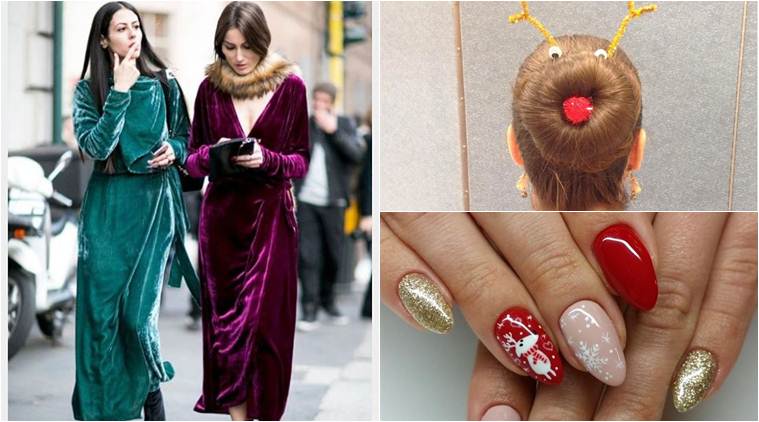 Hot Christmas 16 Fashion Trends Velvet Dresses To Reindeer Buns And Snowflake Nail Art Lifestyle News The Indian Express