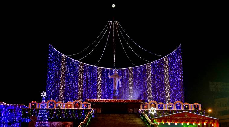 Indians gather at Saint Joseph's Cathedral to celebrate on Christmas eve in Lucknow, India, Saturday, Dec. 24, 2016. Though the Hindus and Muslims comprise majority of the population in India, Christmas is a national holiday celebrated with much fanfare.(AP Photo/Rajesh Kumar Singh)