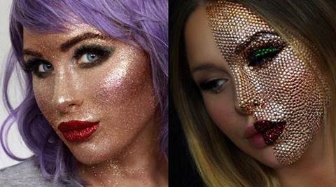 artiste did her full face make-up by using only glitter | The Indian Express