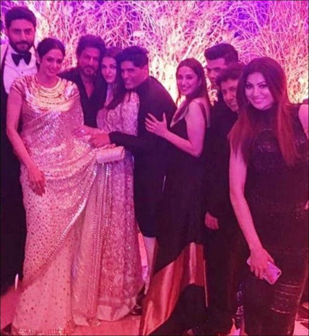 Shah Rukh Khan, Aishwarya Rai, Madhuri Dixit, Abhishek Bachchan, Karan Johar, Sridevi, Manish.