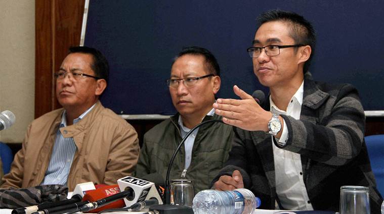 New Delhi: United Naga Council (UNC) members holding a press conference on the present crisis in Manipur in New Delhi on Tuesday. PTI Photo (PTI12_20_2016_000310B)