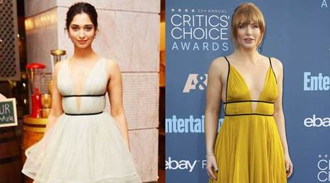 The case of plunging necklines: Tamannaah Bhatia and Bryce Dallas Howard don a similar look