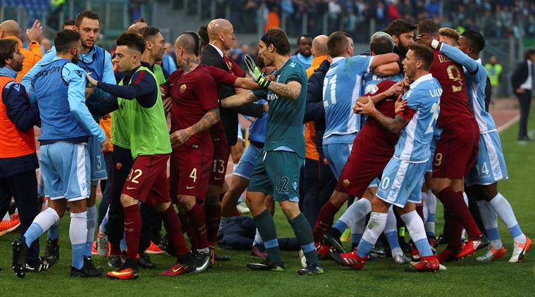 Roma Beat Lazio 2 0 In Heated Derby Sports News The Indian Express