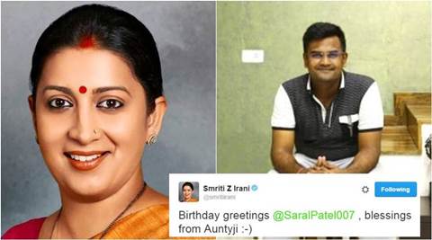 Smriti Irani wishes a happy birthday to ‘beta Saral’ who had trolled her on Twitter