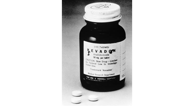 A bottle of thalidomide is seen in an undated photo provided by the U.S. Food and Drug Administration. REUTERS/FDA/Handout via Reuters/File Photo FOR EDITORIAL USE ONLY. NOT FOR SALE FOR MARKETING OR ADVERTISING CAMPAIGNS. THIS IMAGE HAS BEEN SUPPLIED BY A THIRD PARTY. IT IS DISTRIBUTED, EXACTLY AS RECEIVED BY REUTERS, AS A SERVICE TO CLIENTS