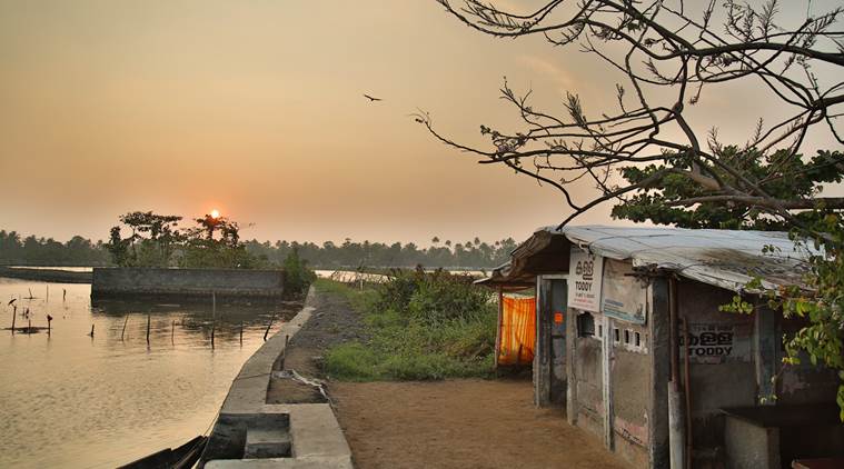 The scenic backwaters at the Kadamakkudy toddy bar.