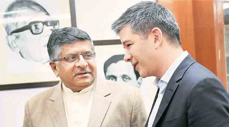 Uber cab, ola cab, Travis Kalanick, Ravi Shankar Prasad, app based taxi sevice, taxi service, india news