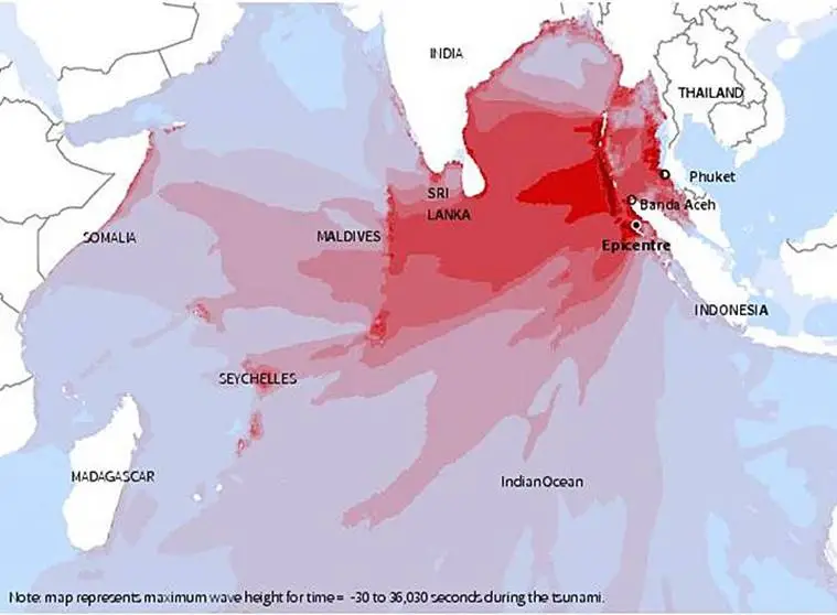 map indian ocean tsunami 2004