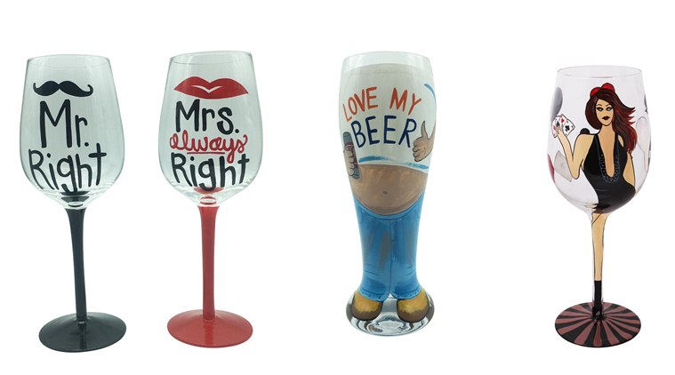 Add some fun elements with these hand-painted glasses. (Source: Fun Cart)