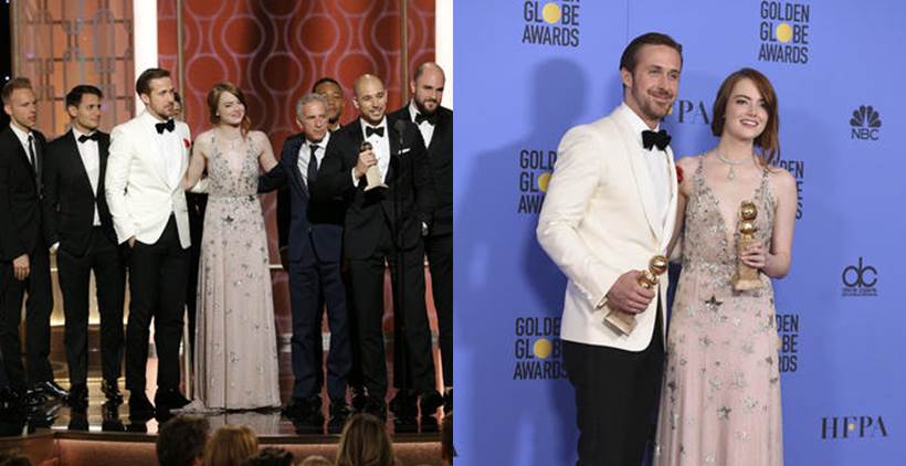 golden globe 2017, ryan gosling, la la land, emma stone, damien chazelle