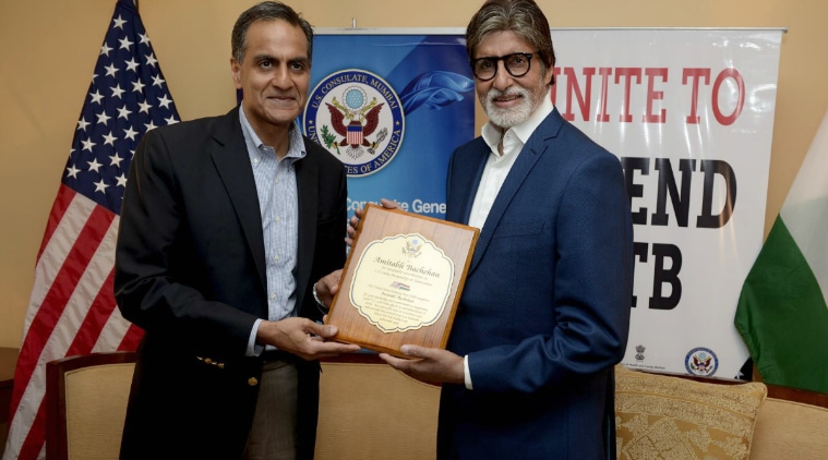 amitabh bachchan tuberculosis, amitabh bachchan us embassy, amitabh tb campaign, amitabh bachchan tb award, amitabh bachchan tb us embassy, amitabh richard verma, amitabh bachchan tb, amitabh tuberculosis, amitabh awards, amitabh bachchan awarded, amitabh bachchan actor, amitabh bachchan news, bollywood news, indian express, indian express news