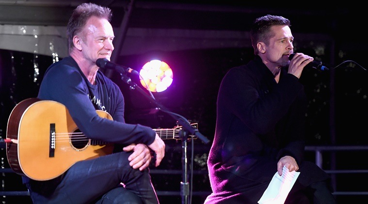 brad pitt, sting, brad pitt sting, brad pitt charity gala, brad pitt charity event