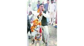 FIR, man on donkey, nomination paper donkey, devram prajapati, animal cruelty, noida donkey man, BJP, noida BJP, indian express news, delhi news