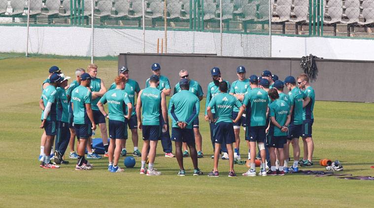 Cricketers at practice session