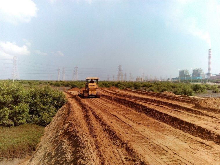Kamarajar Port Limited has been converting expanses of mangrove covered wetlands into land for the expansion of the port operations.