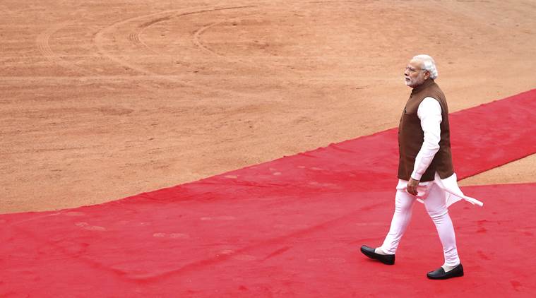 Indian Prime Minister Narendra Modi waits to welcome Portugal's Prime Minister Antonio Costa for a ceremonial reception in New Delhi, India, Saturday, Jan. 7, 2017. Costa is on a week-long visit to the country. (AP Photo)