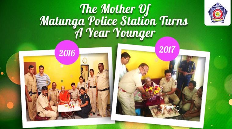 mumbai police, mumbai police surprise birthday, mumbai police surprise for 83 year old woman, mumbai police surprises 83 year old woman on birthday, indian express, indian express news, trending, viral