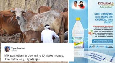 patanjali, ramdev, gonyle, patanjali cow urine phenyl, patanjali cow urine products, ramdev cow urine floor cleaner, india news, latest news, indian express