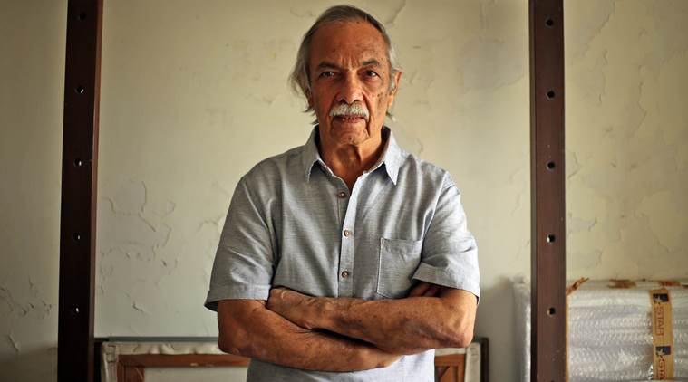 Gieve Patel at his studio in Malabar Hills, Mumbai. (Source: Express photo by Nirmal Harindran)