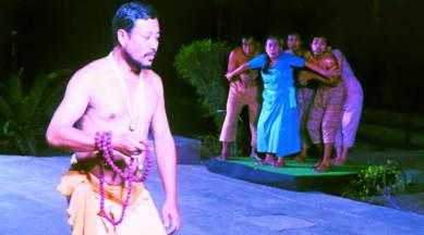 Manipuri director Heisnam Kanhailal, cultural and religious indoctrination plays, Bharat Rang Mahotsav, Panikkar’s Uttara Rama Charitham, Hindu mythological plays, ramayana based plays