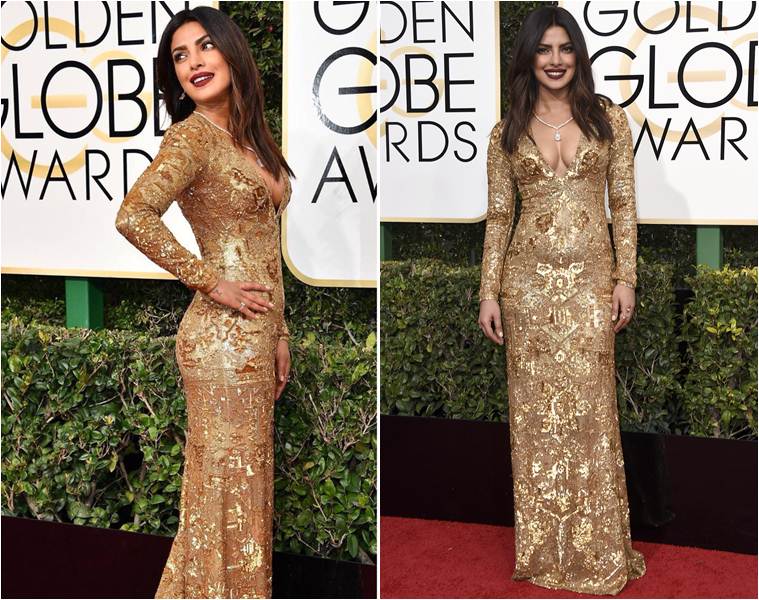 priyanka chopra in golden dress