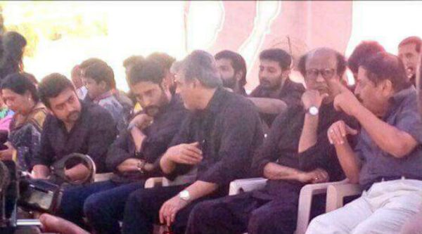 Rajinikanth, Ajith among other Tamil actors take part in the Nadigar Sangam protest against Jallikattu ban