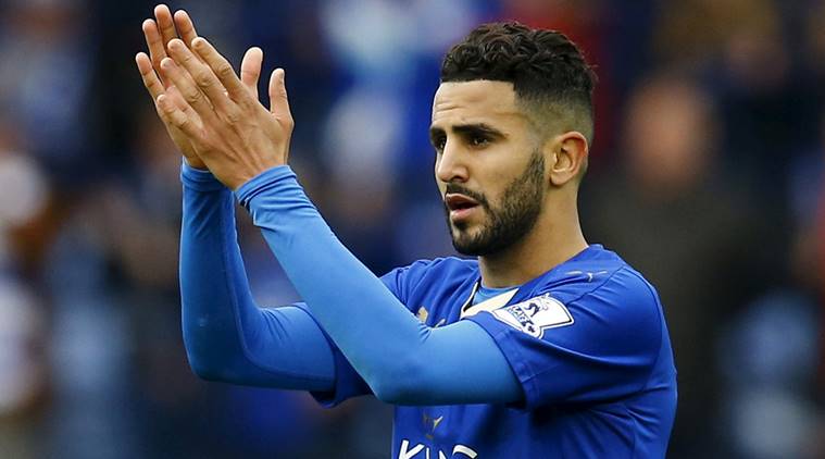 FILE PHOTO Leicester City's Riyad Mahrez applauds fans after the game aganist Swansea City in Leicester, Britain