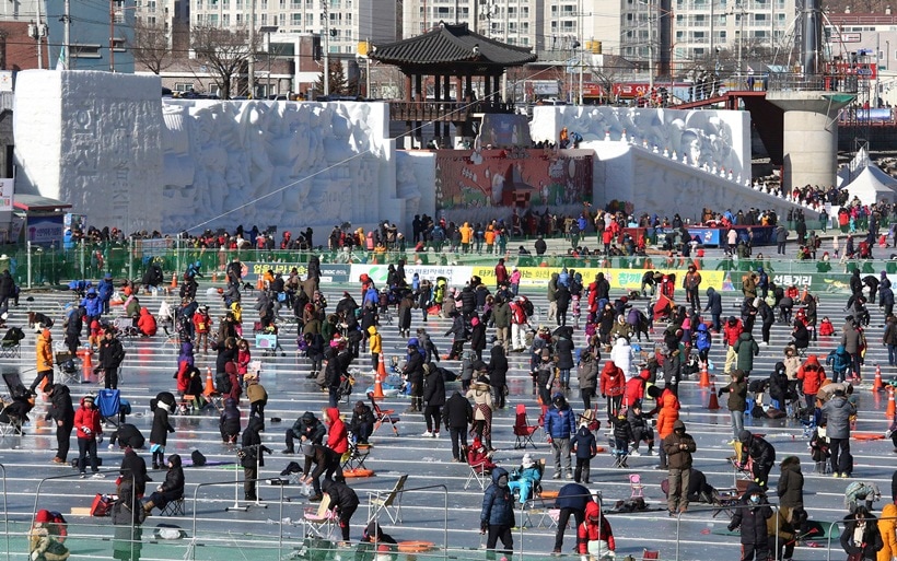 south korea, winter, winter festival, ice festival, ice fishing festival, unique winter festivals, South Korea Ice Fishing Festival, Hwacheon Sancheoneo Ice Festival, 2017 Hwacheon Sancheoneo Ice Festival, 2017 south korea fishing festival, lifestyle news, world news, latest news, indian express