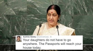 sushma swaraj, sushma swaraj twitter, sushma swaraj change org, sushma swaraj helps passports, sushma swaraj differently abled daughters, passport help, change.org, indian express, indian express news