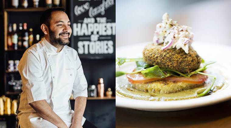 Chef Sameer Taneja (L) and the Desi Slider at Talli Joe, London.