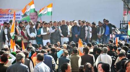 Uttarakhand Congress party take out Jan Aakrosh Rally.Uttarakhand Chief minister Harish Rawat flag off the rally. Sports minister Dinesh Agrawal, PCC chief Kishore Upadhyay and than thousand congress supporters take part in this rally and shout slogans against central government's demonetisation policy. Express photo virender singh negi *** Local Caption *** Uttarakhand Congress party take out Jan Aakrosh Rally.Uttarakhand Chief minister Harish Rawat flag off the rally. Sports minister Dinesh Agrawal, PCC chief Kishore Upadhyay and than thousand congress supporters take part in this rally and shout slogans against central government's demonetisation policy.