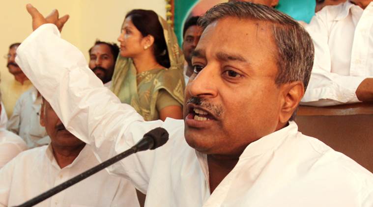 BJP's senior leader Vinay Katiyar addressing a press conference at the state party headquarters in Lucknow on Wednesday. Express photo by Vishal Srivastav *** Local Caption *** BJP's senior leader Vinay Katiyar addressing a press conference at the state party headquarters in Lucknow on Wednesday. Express photo by Vishal Srivastav