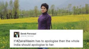 Zaira Wasim, Zaira Wasim apology, Zaira Wasim apology post, Zaira Wasim mehbooba mufti, Zaira Wasim DANGAL, dangla star Zaira Wasim, Zaira Wasim trolled, Zaira Wasim post, Zaira Wasim recent post, Zaira Wasim film, Zaira Wasim news, Zaira Wasim updates, Zaira Wasim kashmir, indian express, indian express news, kashmir, social media zaira wasim, zaira wasim apology, zaira wasim confession, zaira wasim trolled