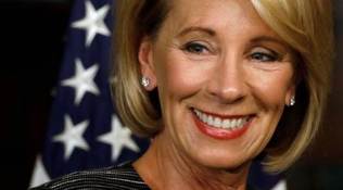 Besty Devos, US education secretary, US education secretary nomination, Devos education secretary, Mike Pence, Mike Pence tie-breaking vote, US senate, President Trump, Trump, world news, indian express news