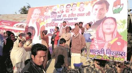 uttarakhand elections, uttarakhand polls, uttarakhand congress, rahul gandhi, rahul gandhi in roorkee, rahul gandhi uttarakahnd, congress, kishore upadhyaya, Vijay Bahuguna, harish rawat, BJP, BJP ticket, congress rift, indian express news