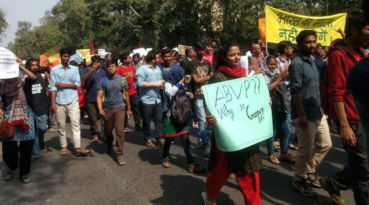 du protest, DU protest live updates, DU protest live, khalsa college live, du student protest updates, news, delhi university, latest news, du protest today, delhi university protest march, delhi university violence, protest against abvp, du nationalism, du free speech, du fights back, ramjas, ramjas violence, ABVP, ABVP violence, gurmehar kaur, indian express news, india news, delhi news, ramjas violence updates