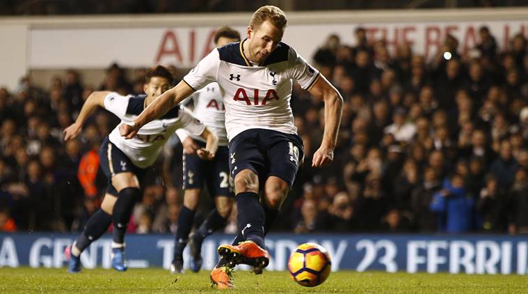 Britain Football Soccer - Tottenham Hotspur v Middlesbrough - Premier League - White Hart Lane - 4/2/17 Tottenham's Harry Kane scores their first goal from the penalty spot Reuters / Peter Nicholls Livepic EDITORIAL USE ONLY. No use with unauthorized audio, video, data, fixture lists, club/league logos or "live" services. Online in-match use limited to 45 images, no video emulation. No use in betting, games or single club/league/player publications. Please contact your account representative for further details.